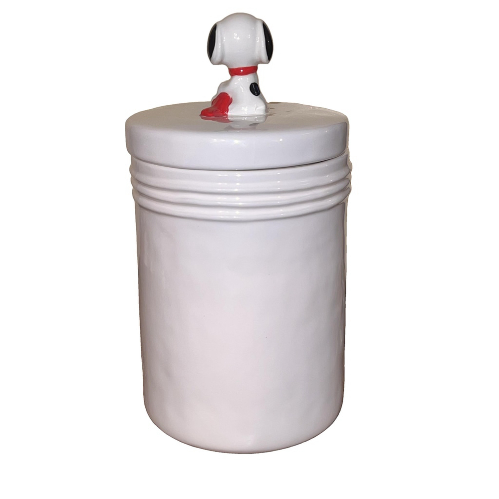 Rae Dunn Peanuts Holiday Snacks Storage Canister with Snoopy Topper - Picture 5 of 6